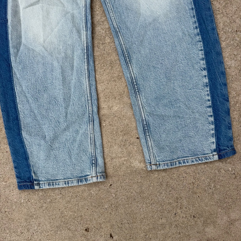 Good American Good Standard Barrel Women 00 Blue Two Tone High Rise Wide Tapered - Picture 7 of 13